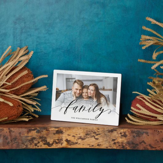 Schwarzes Script-Overlay der Familie Modernes Mini Fotoplatte (Seite)