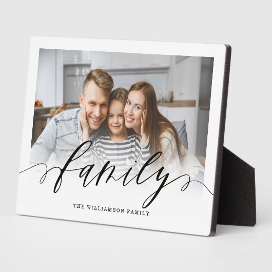 Schwarzes Script-Overlay der Familie Modernes Mini Fotoplatte (Seite)