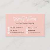 Schwarzes Script Rosa Beautician 6 Besuche Treuekarte (Rückseite)