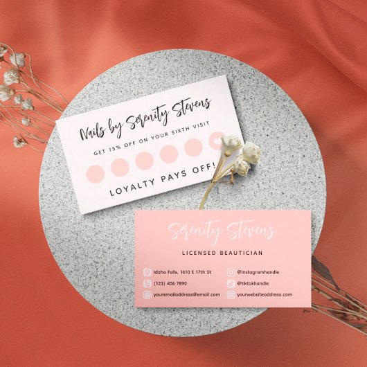 Schwarzes Script Rosa Beautician 6 Besuche Treuekarte