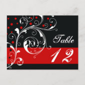 Schwarzes Scrollblatt, rote Tischnummer (Vorderseite)