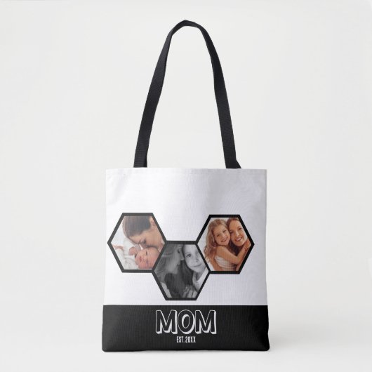 Schwarzes Sechseck Mutter Gegründet 3 Foto Tasche (Vorderseite)
