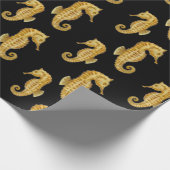 Schwarzes Seepferd Geschenkpapier (Ecke)