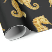 Schwarzes Seepferd Geschenkpapier (Rolleneckpunkt)