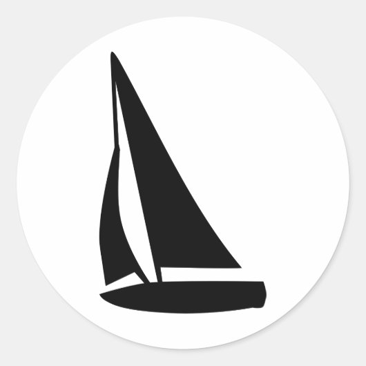 Schwarzes Segelboot Runder Aufkleber (Vorderseite)