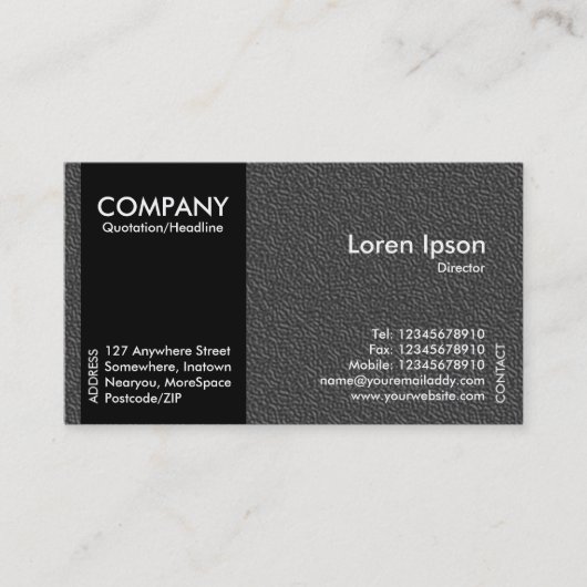 Schwarzes Seitenband - Grau prägeartige Visitenkarte (Vorderseite)