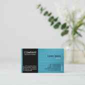 Schwarzes Seitenband - hellblaues gebürstetes Tex Visitenkarte (Stehend Vorderseite)