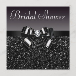 Schwarzes Sequins-, Bogen-u. Diamant-Brautparty Einladung