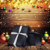 Schwarzes Shiny-Imitat Leather Geschenkpapier