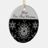 Schwarzes, Silber-1. Weihnachtsandenken-Verzierung Keramik Ornament (Rechts)