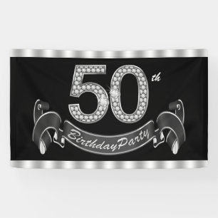 Schwarzes Silber-50. Geburtstags-Party Banner