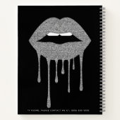 Schwarzes Silber Drilling Glitzer Lips Makeup Notizblock (Rückseite)