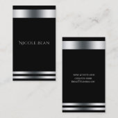 Schwarzes Silber Eleganter Chic Modernes Glam Beru Visitenkarte (Vorne/Hinten)