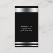 Schwarzes Silber Eleganter Chic Modernes Glam Beru Visitenkarte (Rückseite)