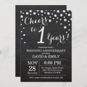 Schwarzes Silber für das 1. Hochzeitstag Einladung (Vorne/Hinten)