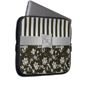 Schwarzes, Silber-gestreifte Laptop-mit Laptopschutzhülle (Vorne Rechts)