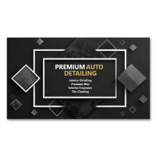 Schwarzes Silber Glitter Diamant Rechteck Geometri Magnetische Visitenkarte