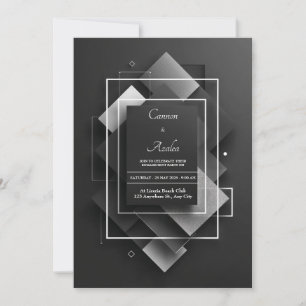 Schwarzes Silber Glitter Geometrischer Diamant Sch Einladung