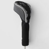 Schwarzes Silber Glitter Grau Modernes Monogramm Golf Headcover (angewinkelt)