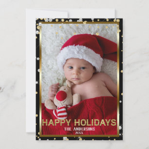 Schwarzes Silber & Gold Glitter Moderne Festtagsfo Feiertagskarte
