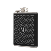 Schwarzes Silber keltisches Knot Monogramm Flachmann (Links)