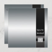 Schwarzes Silber - Moderne Party Einladung (Vorne/Hinten)
