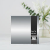 Schwarzes Silber - Moderne Party Einladung (Stehend Vorderseite)