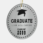 Schwarzes Silber Personalisierter Abschluss Maskul Keramik Ornament (Links)