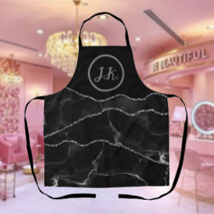 Schwarzes Silber Professionell Marmor Achat Glam Schürze