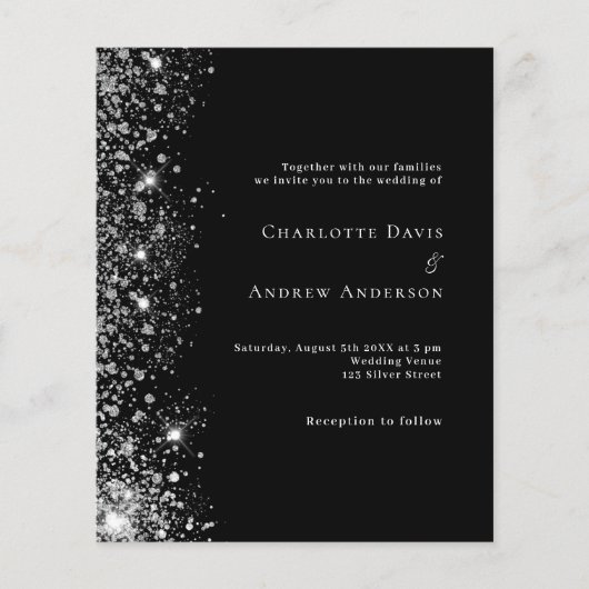 Schwarzes Silber QR UAWG Budget Einladung zur Hoch (Vorderseite)