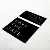 Schwarzes Silber Save the Date Elegante Moderne Folieneinladung (Gedreht)