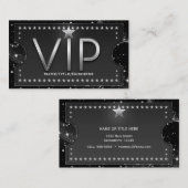 Schwarzes & silbernes Chic Glam VIP individuelles Visitenkarte (Vorne/Hinten)