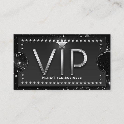 Schwarzes & silbernes Chic Glam VIP individuelles Visitenkarte (Vorderseite)