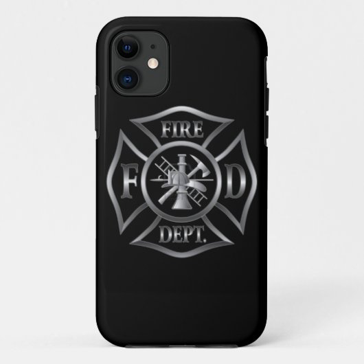 Schwarzes/silbernes Feuerwehrsymbol Iphone Falles Case-Mate iPhone Hülle (Rückseite)