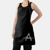 Schwarzes silbernes modernes Skript girly Monogram Schürze (InSitu)