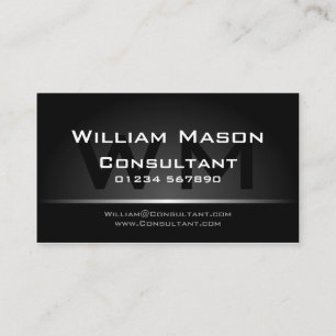 Schwarzes silbernes Monogramm beruflich - Visitenkarte