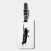 Schwarzes Silhouette-Fliegen Flugzeug-klassisches Gepäckanhänger (Vorderseite vertikal)