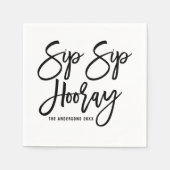 Schwarzes Sip Hooray Handschrift Papier Serviette (Vorderseite)