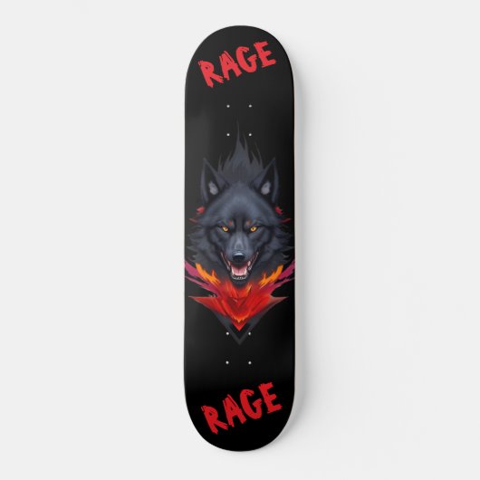 Schwarzes Skateboard mit Wölfen (Vorderseite)