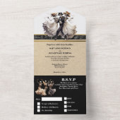 Schwarzes Skelett Bräutigam gotische Hochzeit All In One Einladung (Innen)