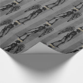 Schwarzes Skelett mit Gold Halo und Flügel Gothic Geschenkpapier (Ecke)