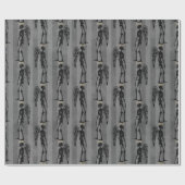 Schwarzes Skelett mit Gold Halo und Flügel Gothic Geschenkpapier (Flach)