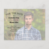 Schwarzes Skript-Abschluss SAVE THE DATE Postkarte (Rückseite)