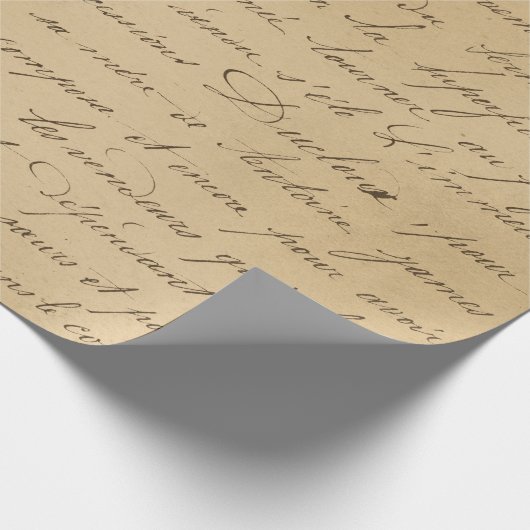 Schwarzes Skript auf Tan Geschenkpapier (Ecke)