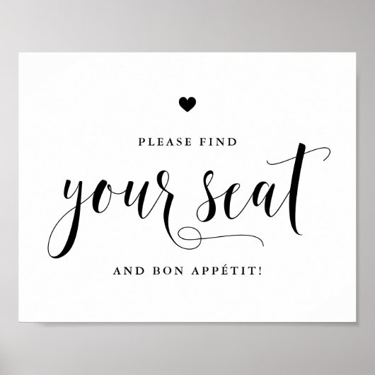 Schwarzes Skript Bitte suchen Sie Ihren Sitz und B Poster (Vorne)