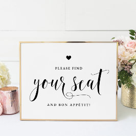 Schwarzes Skript Bitte suchen Sie Ihren Sitz und B Poster