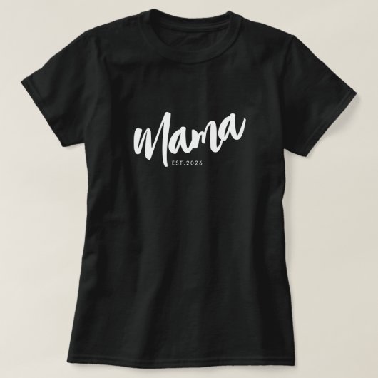 Schwarzes Skript Established Mama T-Shirt (Design vorne)