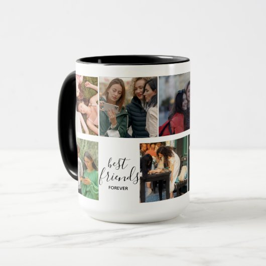 Schwarzes Skript | Foto der besten Freunde Tasse (Vorderseite Links)