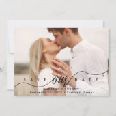 Schwarzes Skript-Foto geblüht Save The Date (Vorderseite)