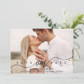 Schwarzes Skript-Foto geblüht Save The Date (Stehend Vorderseite)